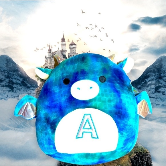 NOS Squishmallow Dominic the Dragon With Tag Large Letter A  13”x11” Retired - Picture 1 of 9